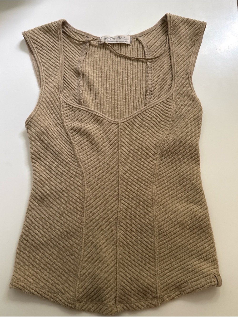 We The Free (free people) Boss babe Ribbed Tank in Tan Neutral
